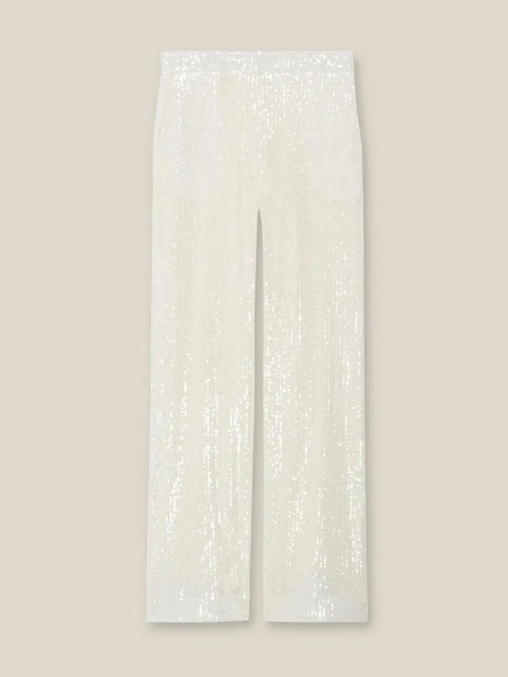 Claudie Pierlot Cream Sequinned Straight Leg Pants